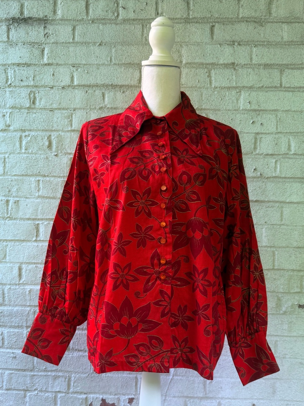 🌺Vintage Floral Button-Front Flounce Sleeve Top🌺